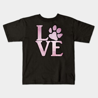 L-paw-VE Pink Kids T-Shirt